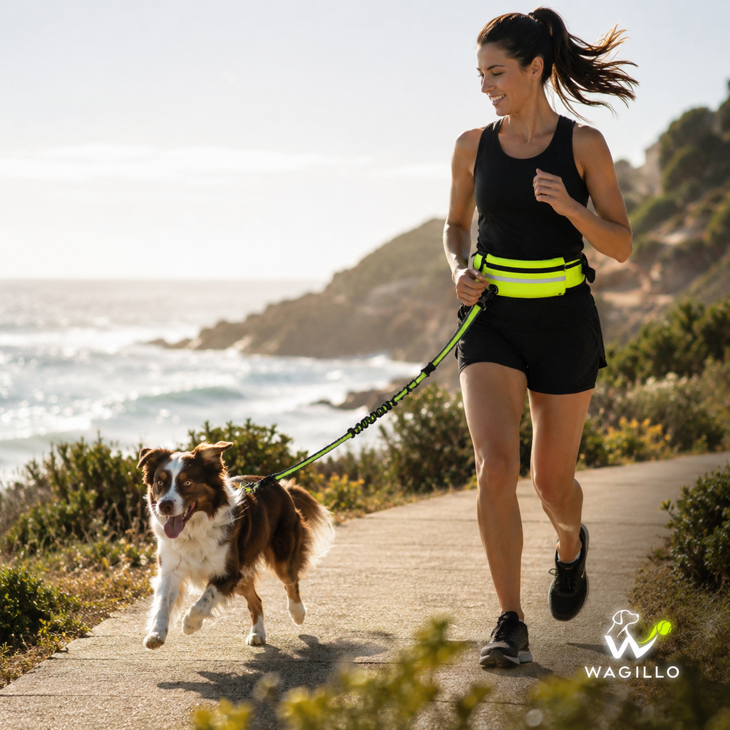 Hands-Free Dog Leash with shock-absorbing bungee