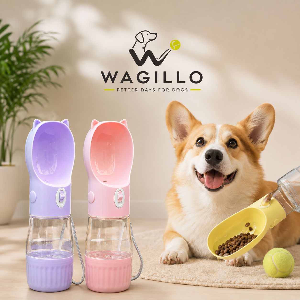 2 In 1 Portable Dog Water Bottle