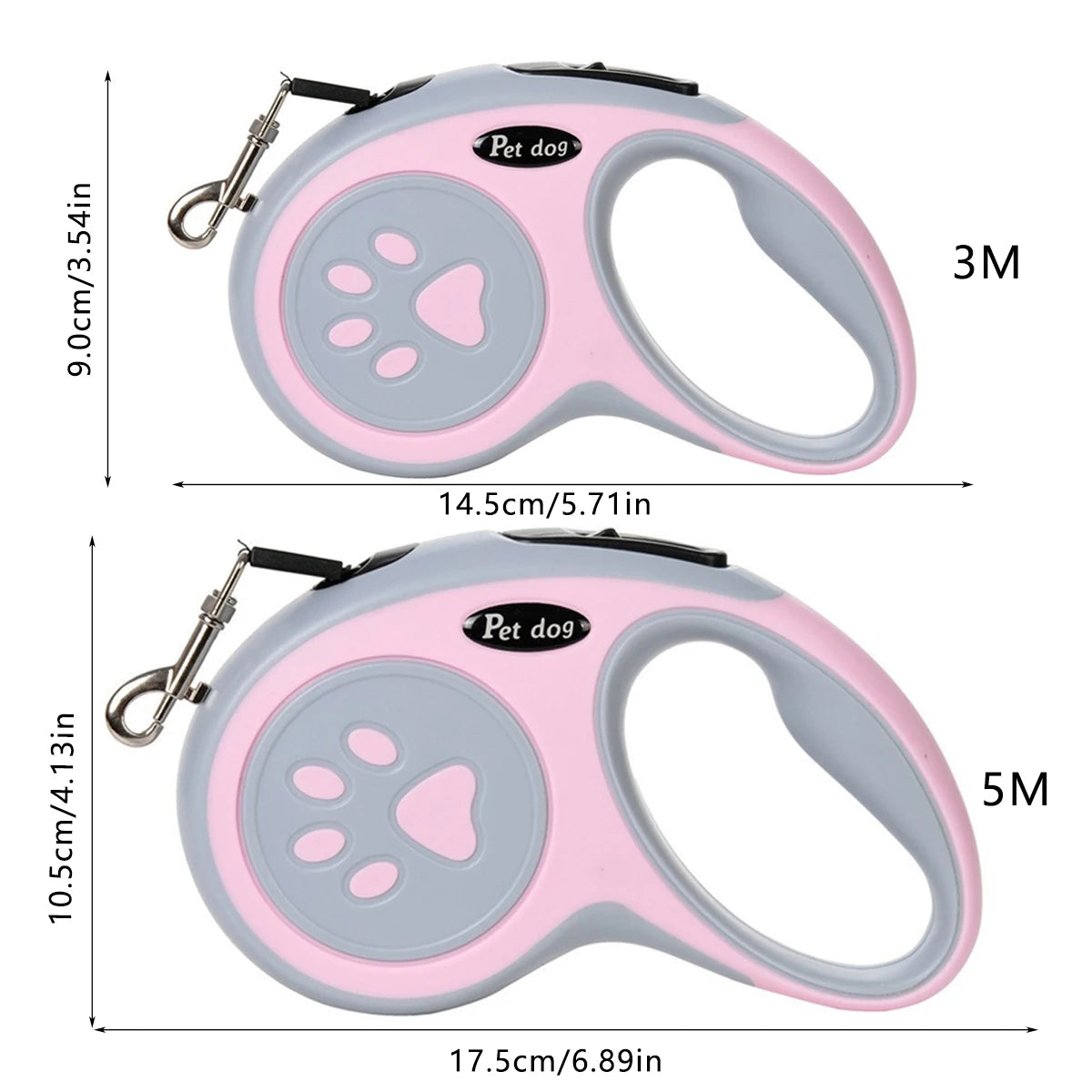 Retractable Paw-Print Lead (3–5 m)