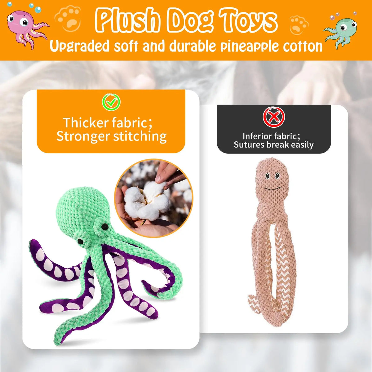 Squeaky Octopus Chew Toy