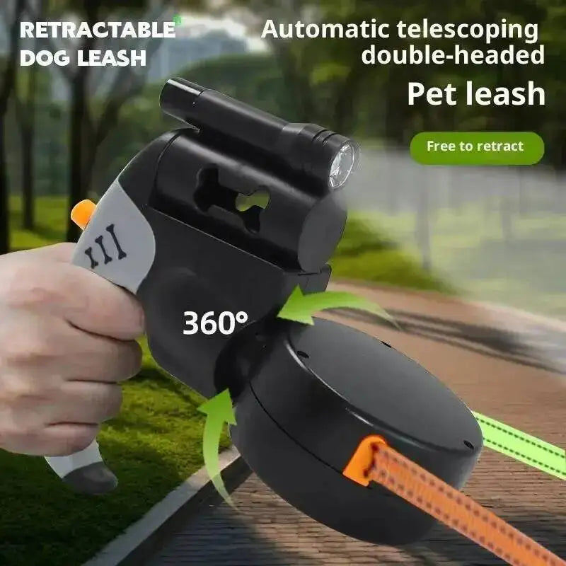 Dual-Dog Retractable Lead with LED