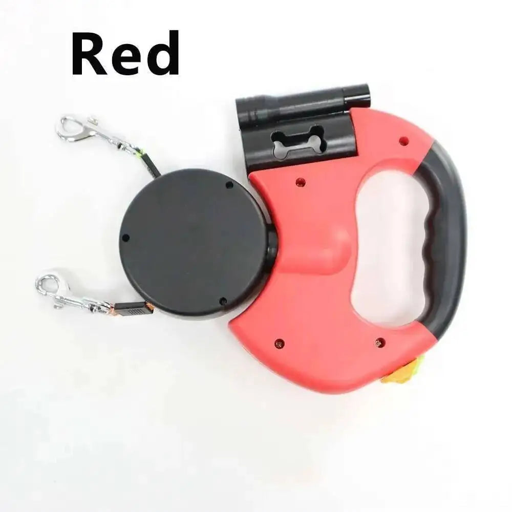 Dual-Dog Retractable Lead with LED