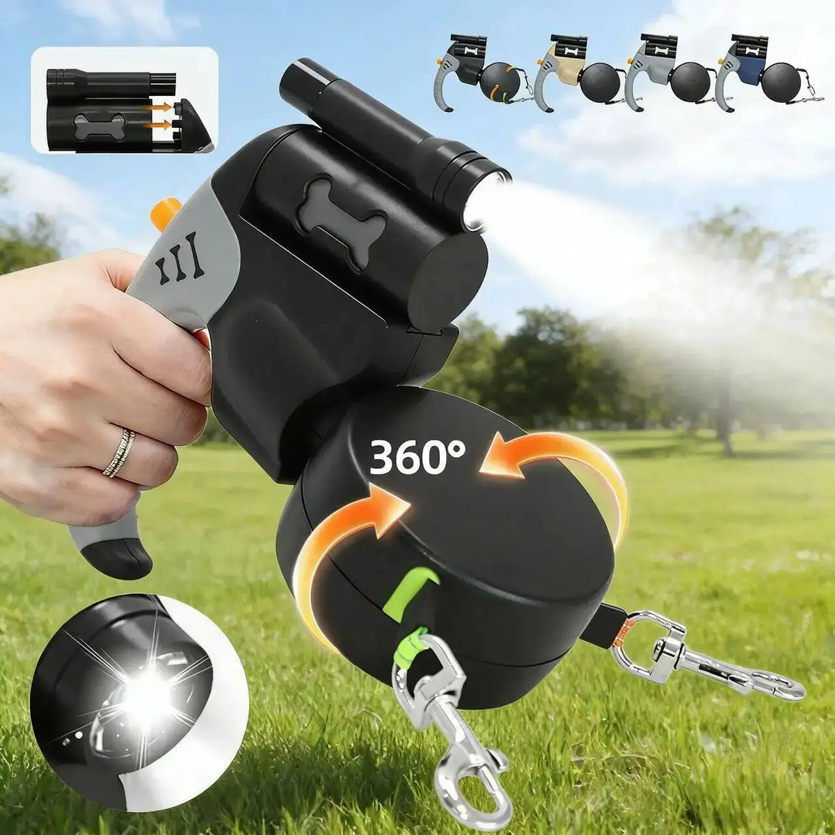 Dual-Dog Retractable Lead with LED